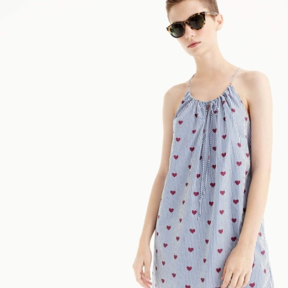 J. Crew Heart Dress Stripes Cotton